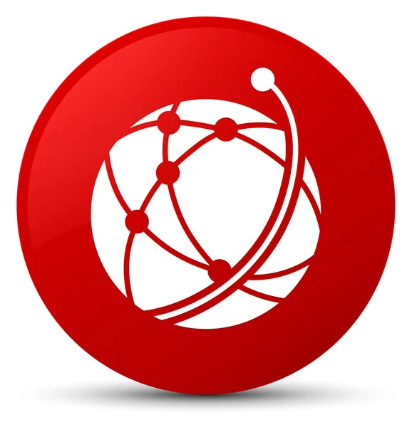 Globales Netzwerk-Symbol roter runder Knopf — Stockfoto