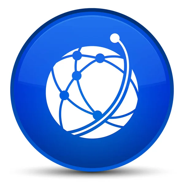 Ícone de rede global botão redondo azul especial — Fotografia de Stock