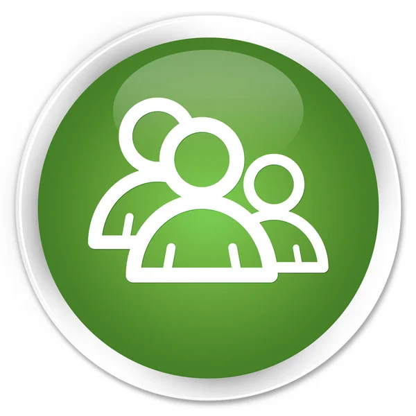 Group icon premium soft green round button — Stock Photo, Image