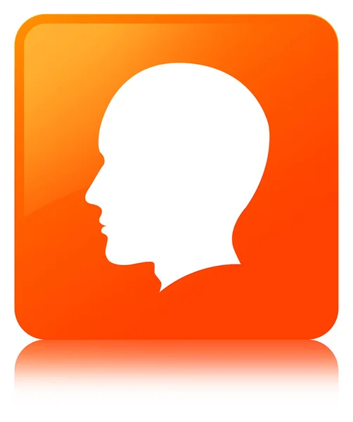 Head male face icon orange square button — Stock Photo, Image