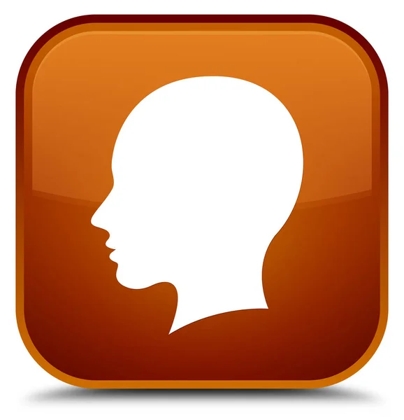 Head female face icon special brown square button — Stock Photo, Image