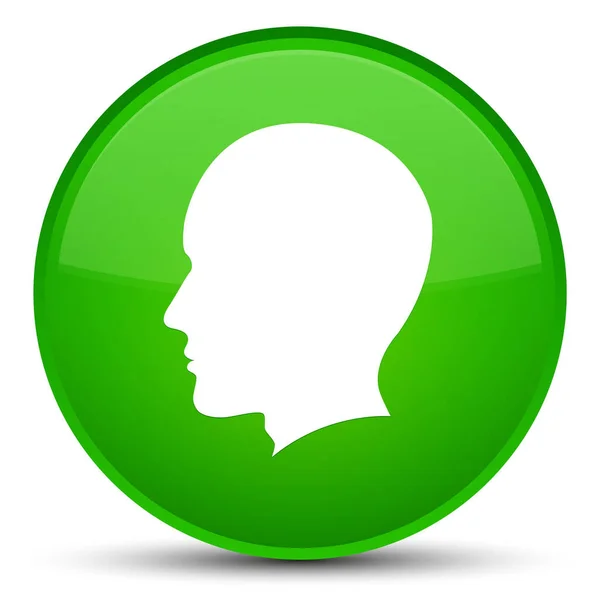Cabeça ícone rosto masculino botão redondo verde especial — Fotografia de Stock