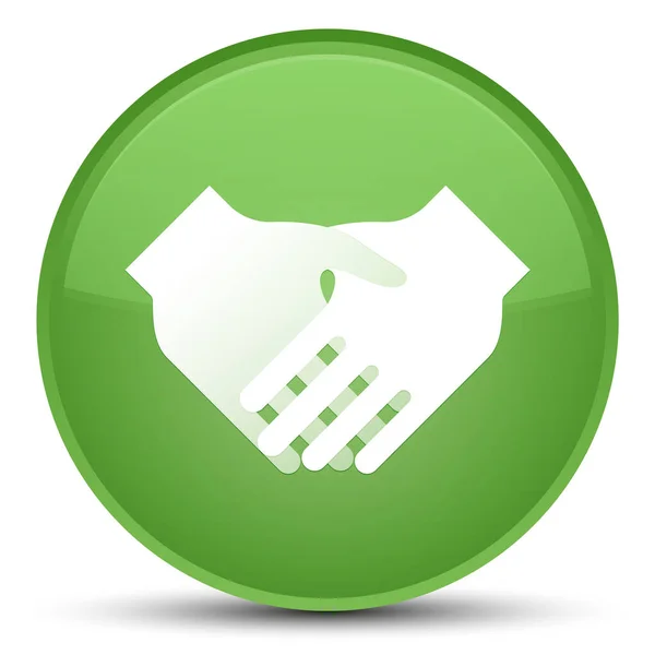 Значок рукопожатия специальная мягкая зеленая кнопка — стоковое фото