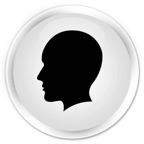 Cabeça homens rosto ícone prémio botão redondo branco — Fotografia de Stock