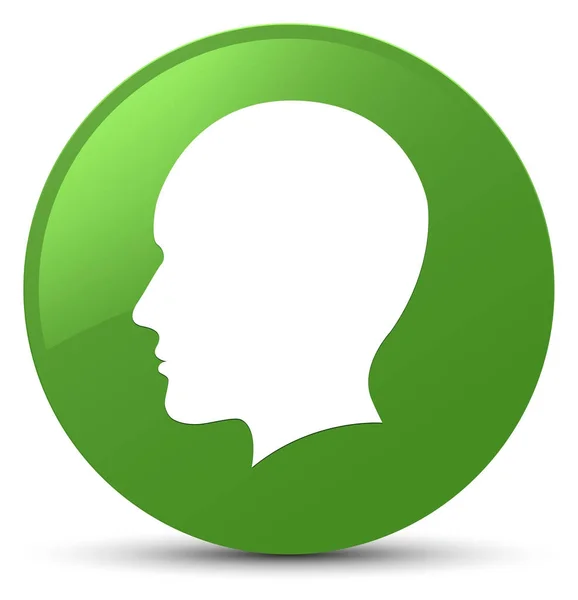 Hoofd mannen gezicht pictogram zachte groene ronde knop — Stockfoto