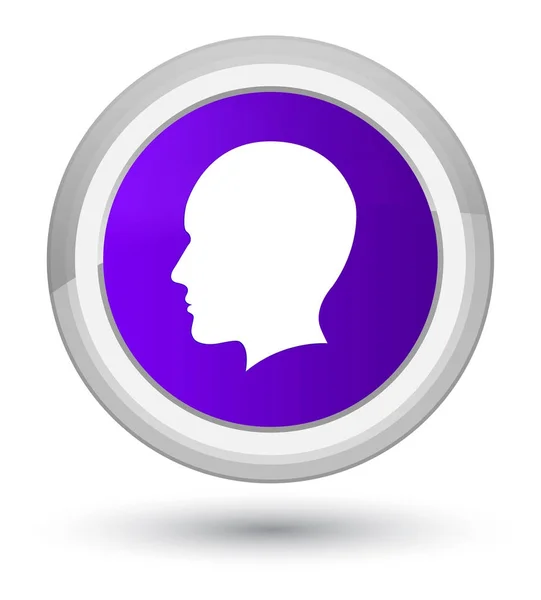 Hoofd mannen gezicht pictogram eerste paarse ronde knop — Stockfoto