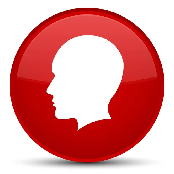 Κεφάλι άνδρες αντιμετωπίζουν ειδικές κόκκινο στρογγυλό κουμπί εικονίδιο — Φωτογραφία Αρχείου