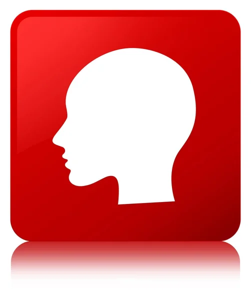Tête femme visage icône rouge bouton carré — Photo