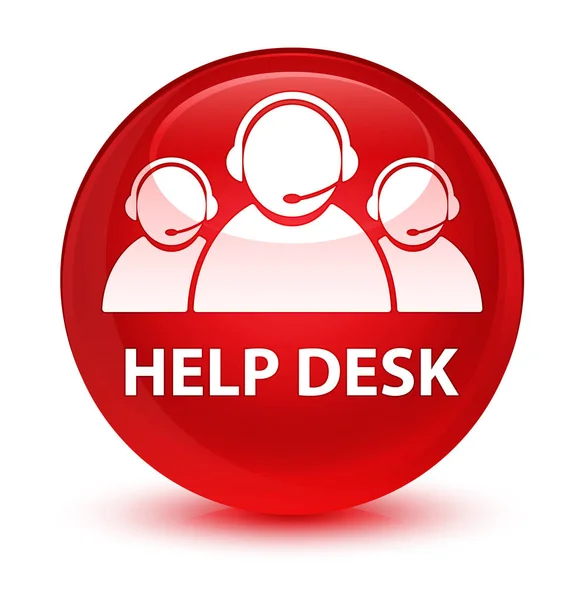 Escritorio de ayuda (icono del equipo de atención al cliente) botón redondo rojo vidrioso —  Fotos de Stock