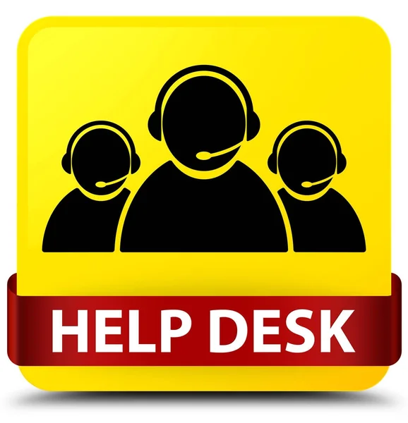 Help desk (customer care team icon) yellow square button red rib — Stock Photo, Image