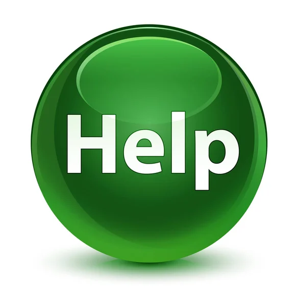 Help glassy soft green round button — Stock Photo, Image