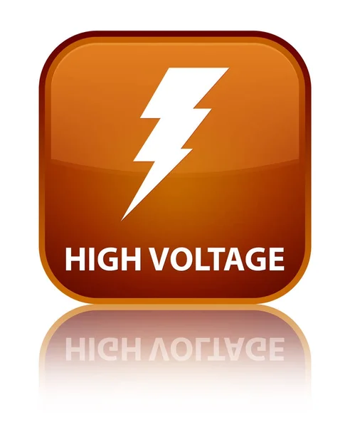 Hoogspanning (elektriciteit pictogram) speciale bruin vierkante knop — Stockfoto