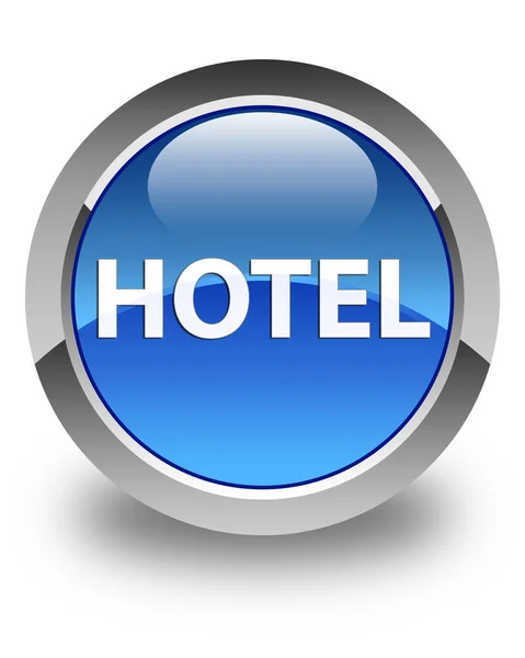 Otel parlak mavi yuvarlak düğme — Stok fotoğraf