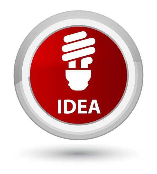 Idea (icona della lampadina) primo pulsante rotondo rosso — Foto Stock
