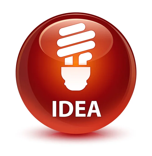 Idea (bulb icon) glassy brown round button — Stock Photo, Image