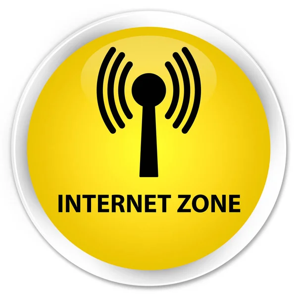 Zona de Internet (rede wlan) botão redondo amarelo premium — Fotografia de Stock