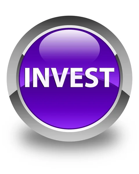 Investovat lesklé fialové kulaté tlačítko — Stock fotografie