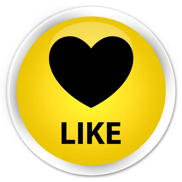 Como (ícone do coração) botão redondo amarelo prémio — Fotografia de Stock