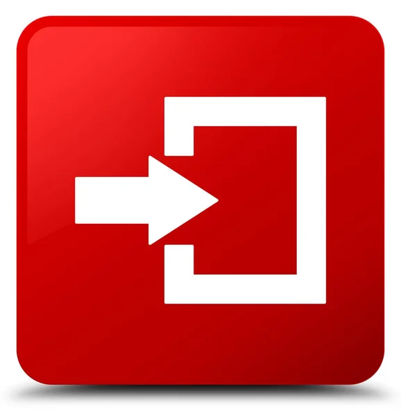 Przycisk czerwony kwadrat ikonę logowania — Zdjęcie stockowe