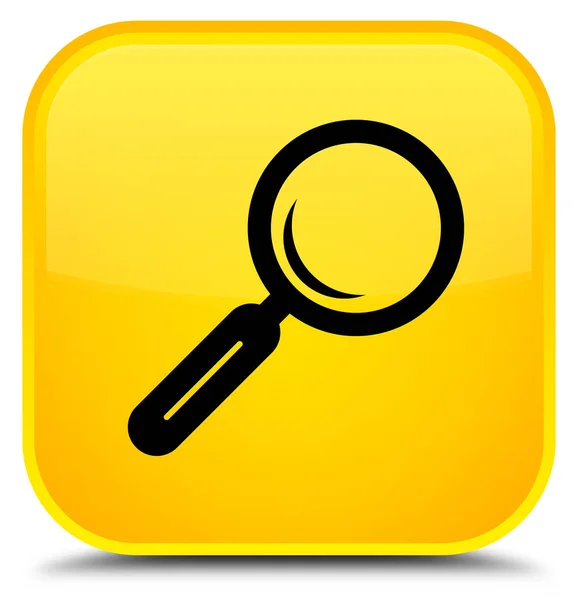 Magnifying glass icon special yellow square button — Stock Photo, Image