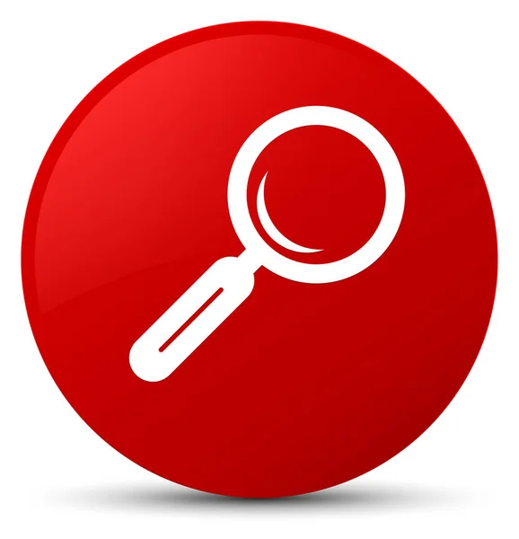 Ícone de lupa botão redondo vermelho — Fotografia de Stock