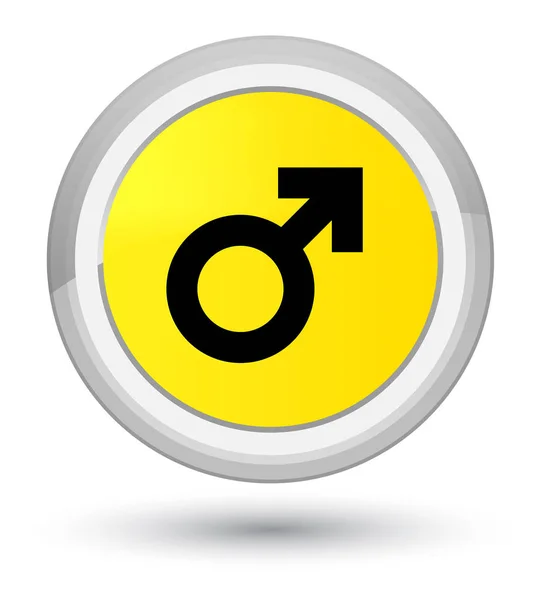 Mężczyzna znak ikona prime żółty okrągły przycisk — Zdjęcie stockowe