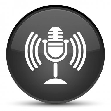Mikrofon simgesi özel siyah yuvarlak düğmesi