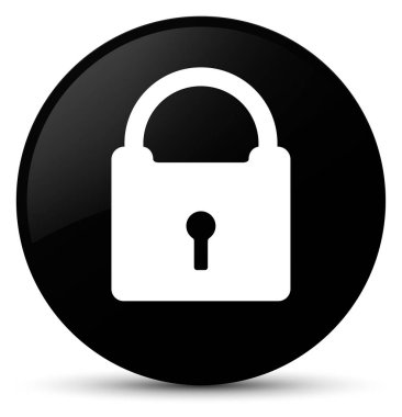 Asma kilit simgesi siyah yuvarlak düğmesi