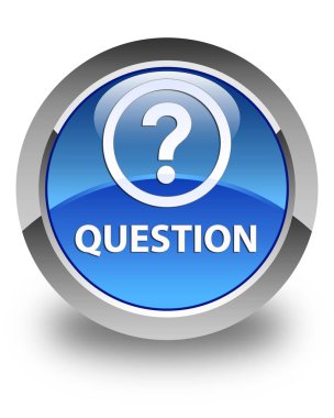 Soru parlak mavi yuvarlak düğme