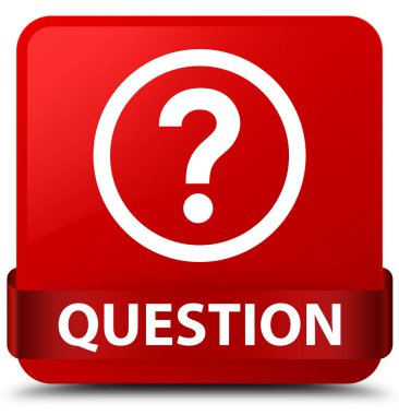 Kırmızı kare düğmesini kırmızı kurdele ortada soru