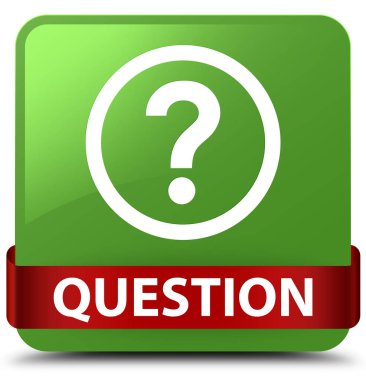 Soru yumuşak yeşil kare düğme kırmızı kurdele orta