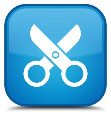 Makas kutsal kişilerin resmi özel camgöbeği mavi kare düğme