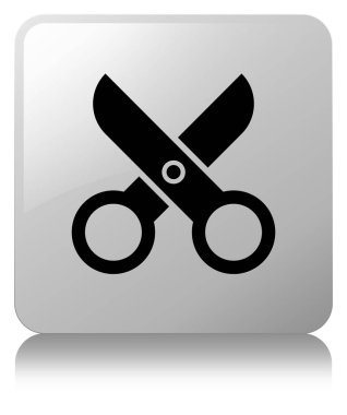 Makas simgesi Beyaz kare düğme