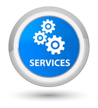 Hizmetleri (vites simgesi) camgöbeği mavi yuvarlak düğmeye Başbakan