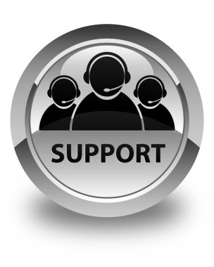 (Müşteri bakım ekibi simgesi) parlak düğme beyaz desteklemek