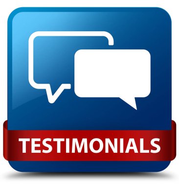 Referansları mavi kare düğme kırmızı kurdele orta