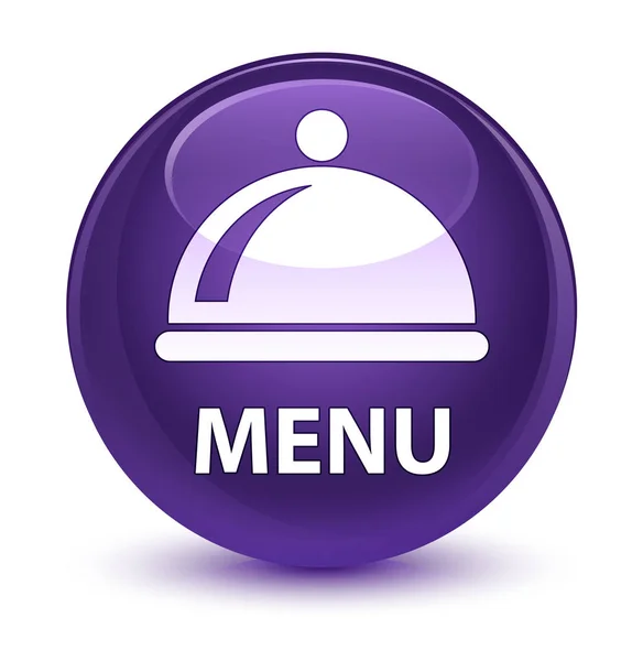 Menu (food dish icon) glassy purple round button — Stock Photo, Image