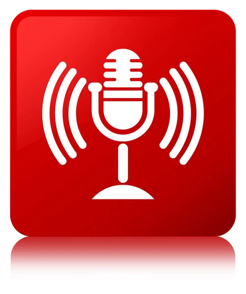 Icona del microfono pulsante quadrato rosso — Foto Stock