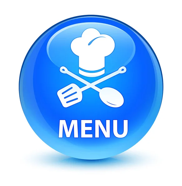 Menü (Restoran simgesi) camsı camgöbeği mavi yuvarlak düğmesi — Stok fotoğraf