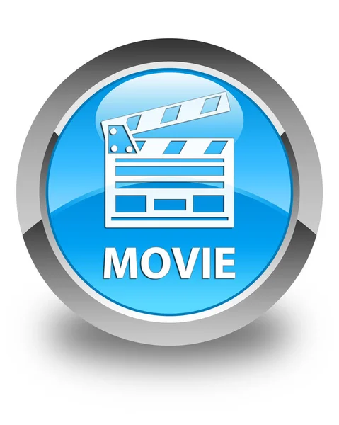 Movie (cinema clip icon) glossy cyan blue round button