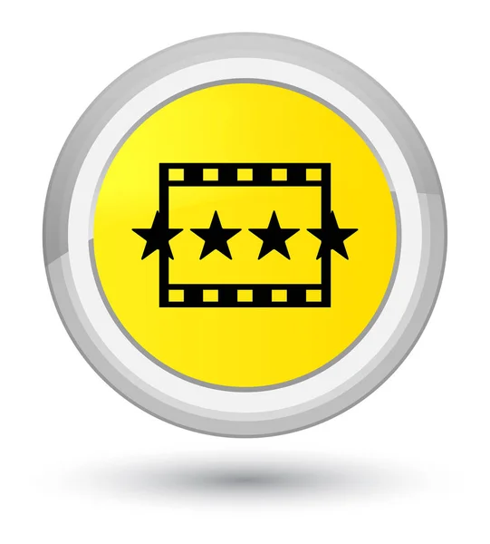 映画レビュー アイコン プライム黄色丸いボタン — ストック写真