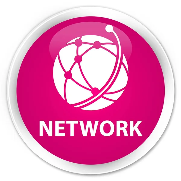 Rede (ícone de rede global) botão redondo rosa prémio — Fotografia de Stock