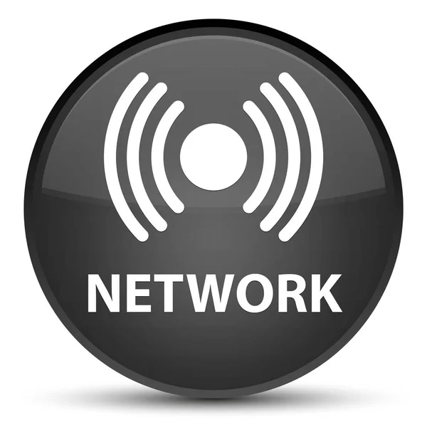 Rede (ícone de sinal) botão redondo preto especial — Fotografia de Stock