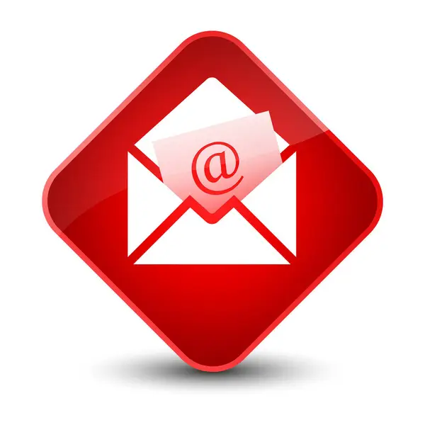 Newsletter ícone de email elegante botão de diamante vermelho — Fotografia de Stock