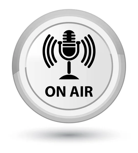 On air (mic icon) prime white round button — Stock Photo, Image