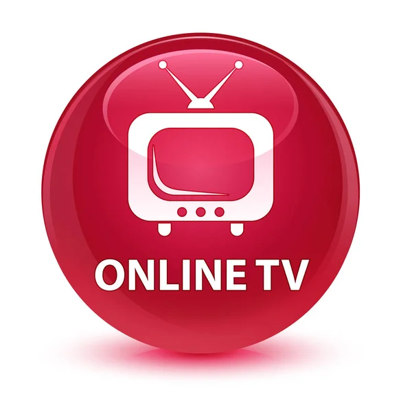 Online tv glasartade rosa runda knappen — Stockfoto