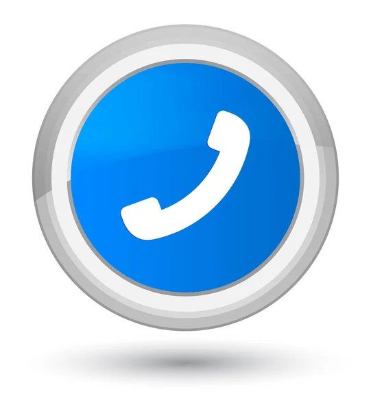 Icono del teléfono primer botón redondo azul cian — Foto de Stock