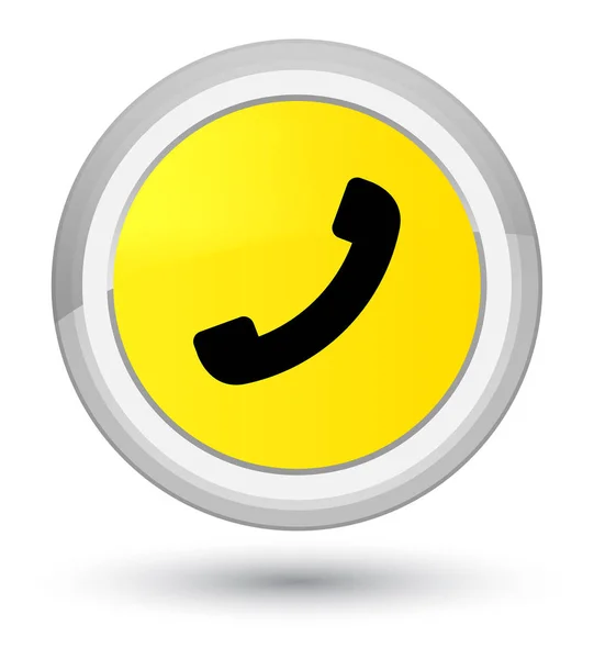 Піктограма телефону Проста жовта кругла кнопка — стокове фото