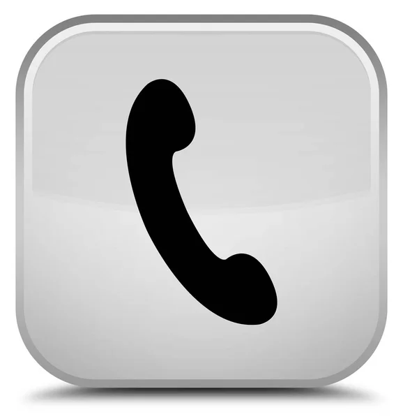 Ícone do telefone botão quadrado branco especial — Fotografia de Stock