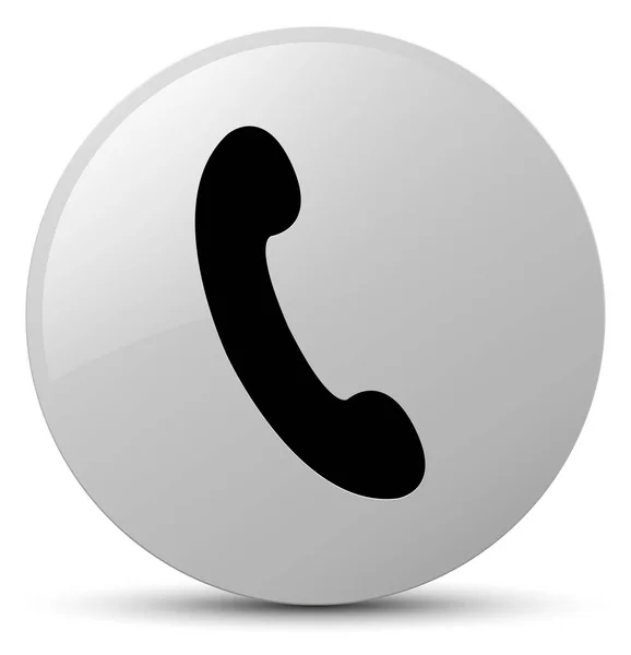 Phone icon white round button — Stock Photo, Image